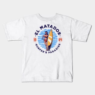 Vintage El Matador, California Surfer's Paradise // Retro Surfing 1980s Badge B Kids T-Shirt